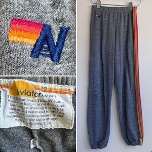 Aviator Nation KID'S 5 STRIPE SWEATPANTS - HEATHER GREY